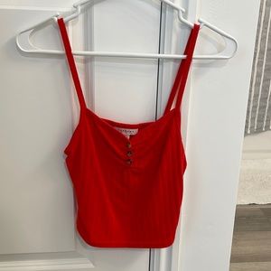 Red cropped tank top